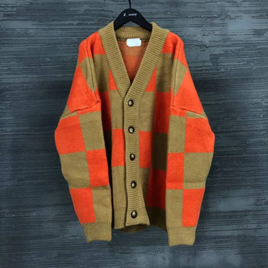 checkered cardigan mens