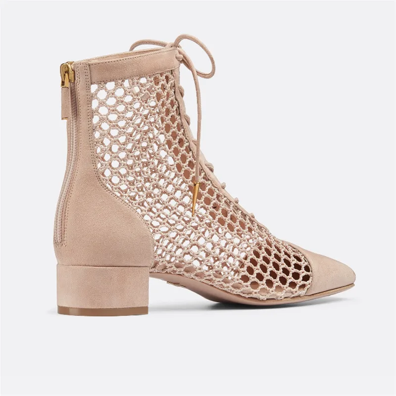 lace up mesh booties