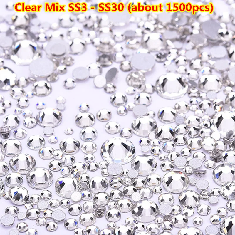 QIAO SS3-SS50(1.3mm-9.5mm) AAA rhinestone crystal AB clear Non Hotfix flatback  Rhinestones