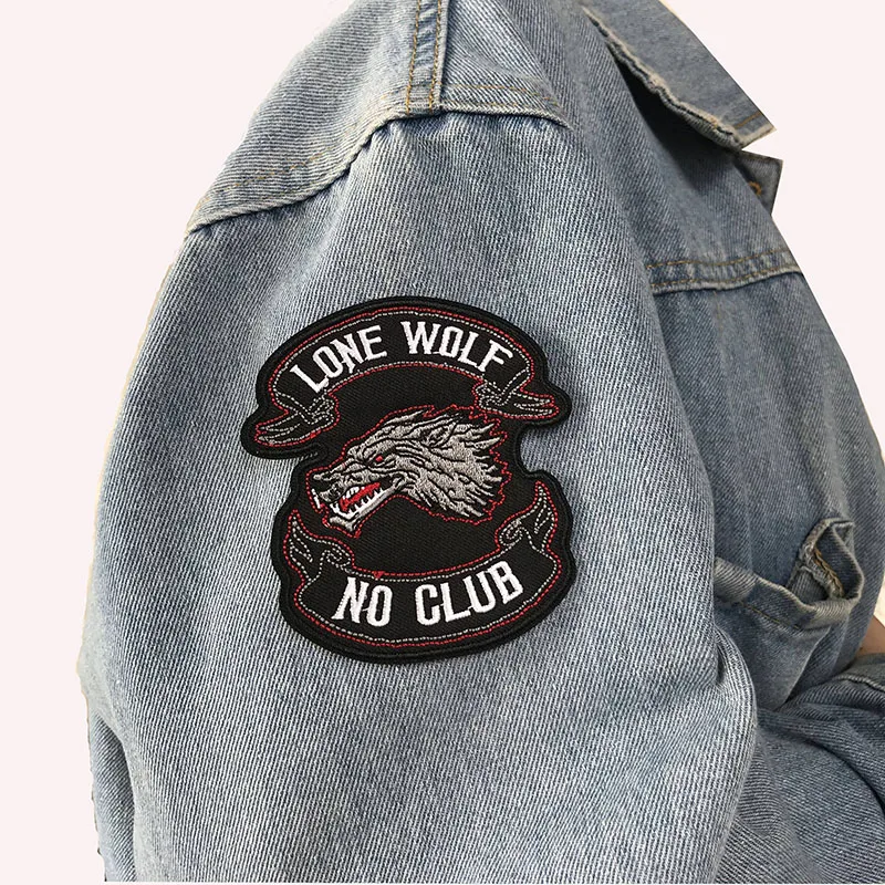 LONE WOLF NO CLUB Embroidered Patch es 