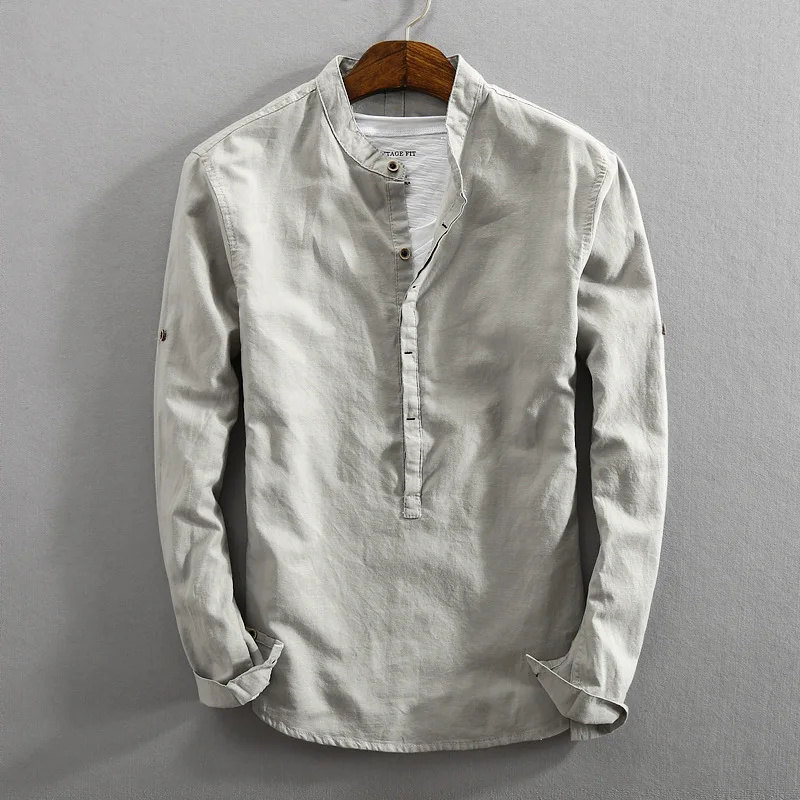 Quality Mens Linen Cotton Pullover 
