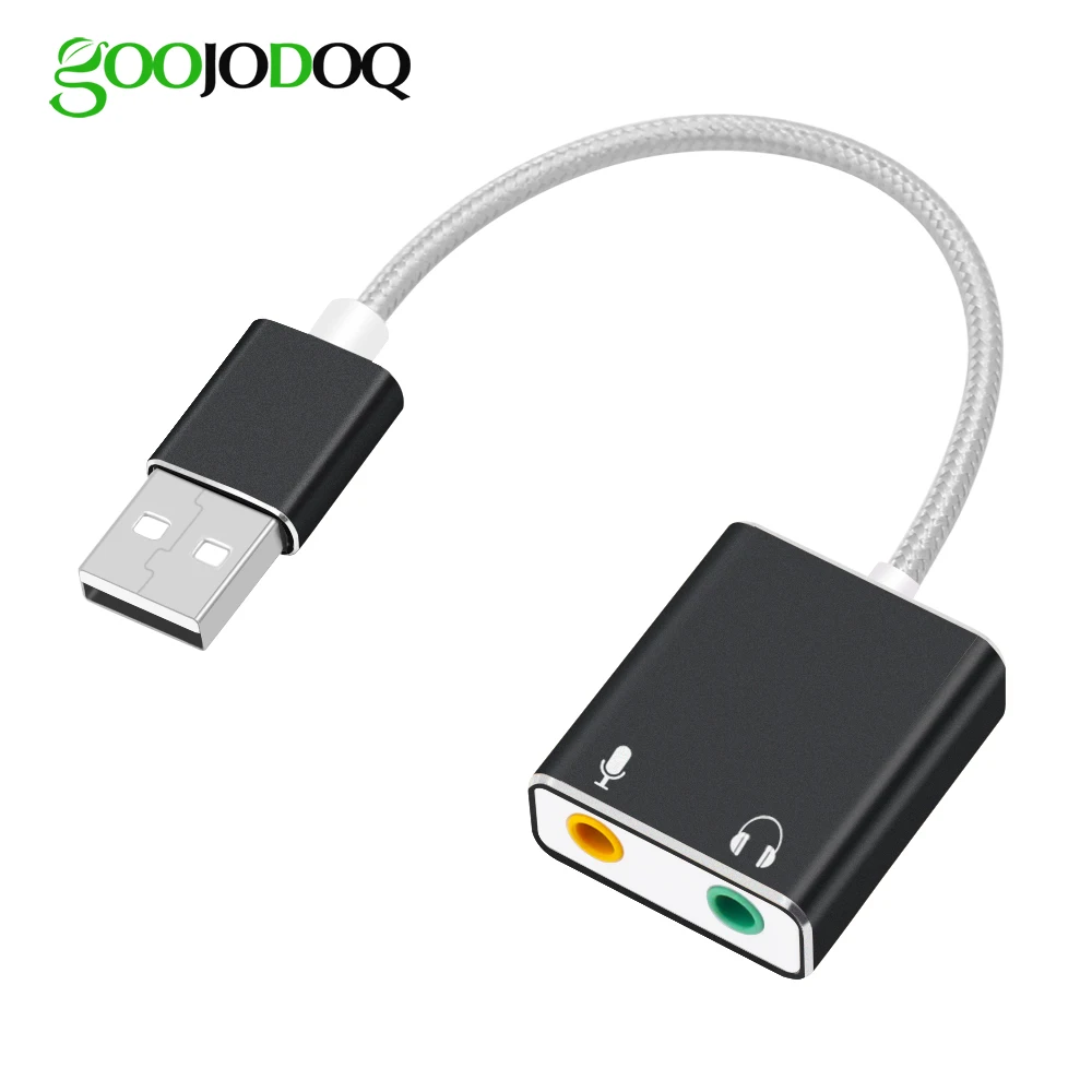 GOOJODOQ 7.1 External USB Sound Card Jack 3.5mm USB Audio Adapter Earphone Micphone Sound Card for Macbook Computer Laptop PC-animated-img