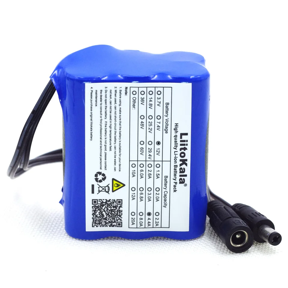 LiitoKala 12 v 4.4 Ah 4400mAh 18650 Rechargeable batteries 12.6V PCB Lithium Battery pack Protection Board-animated-img