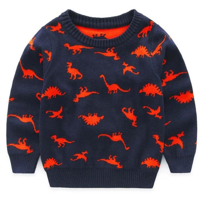 Dinosaur Pattern Baby Boy Sweater Round 