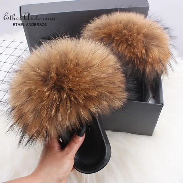 authentic fur slides