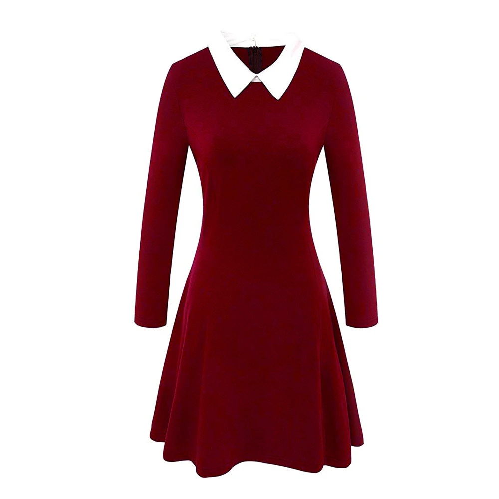 FEIBUSHI Black Dress Winter Cute Peter 