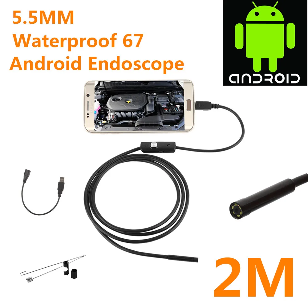 2017 Newest 5.5/7mm Waterproof Mini Android Endoscope USB Wire Snake Tube Inspection Borescope Compatible Android Smartphone PC-animated-img