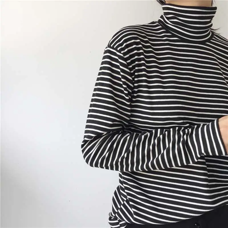 Fashion Black White Striped Women 