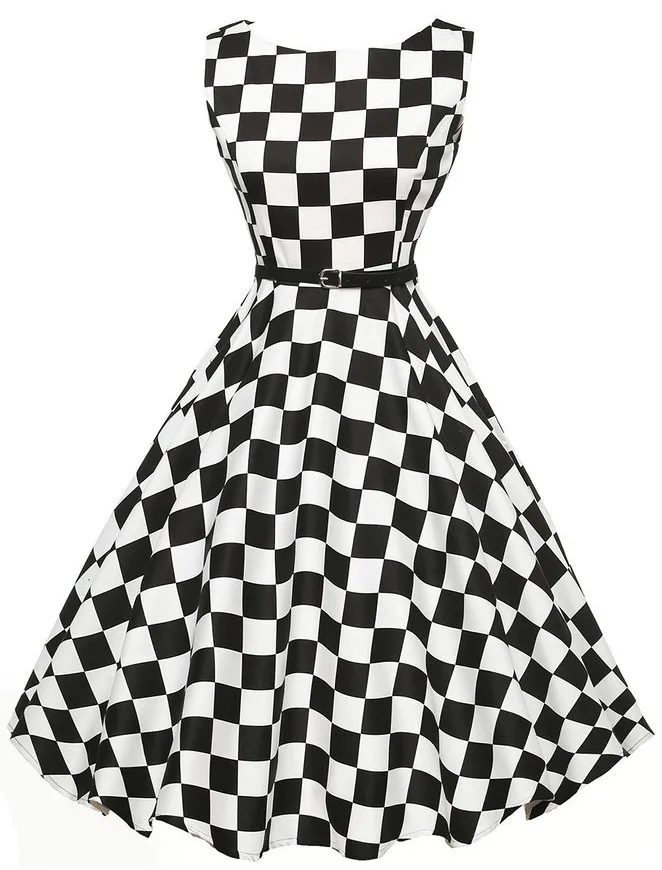 plaid 50s dress