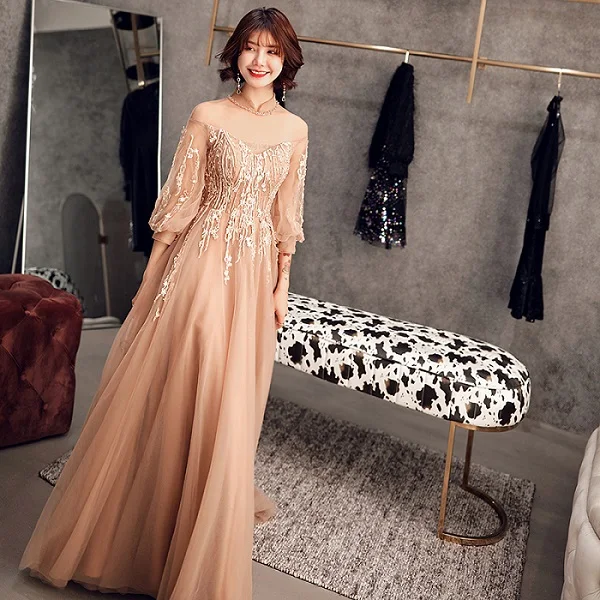Beauty Emily Long Lace Evening Dresses 