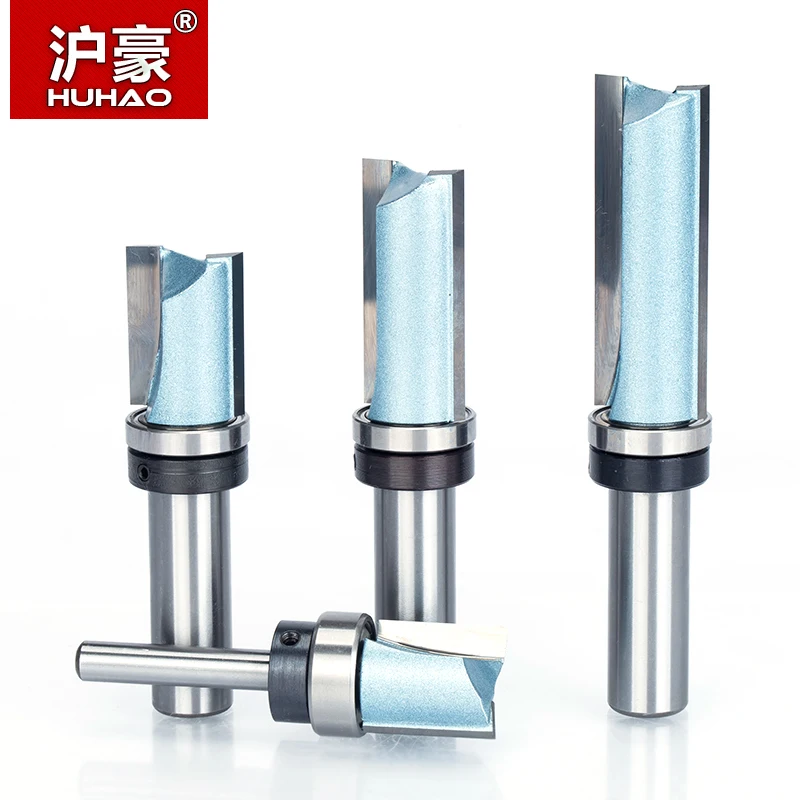 HUHAO 1pc Bearing Flush Trim Router Bit for wood 1/2" 1/4" Shank straight bit Tungsten Woodworking Milling Cutter Tool-animated-img