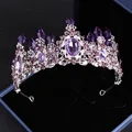 Noble Purple Crystal Bridal Jewelry Sets Necklaces Earrings Crown Tiaras Set African Beads Jewelry Set Wedding Dress Accessories preview-2