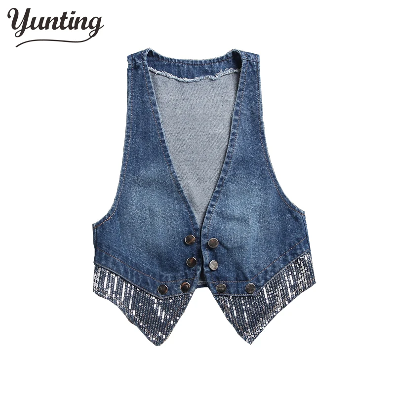 2021Women Clothing Washed Jeans Vest 