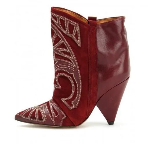 red suede heel boots