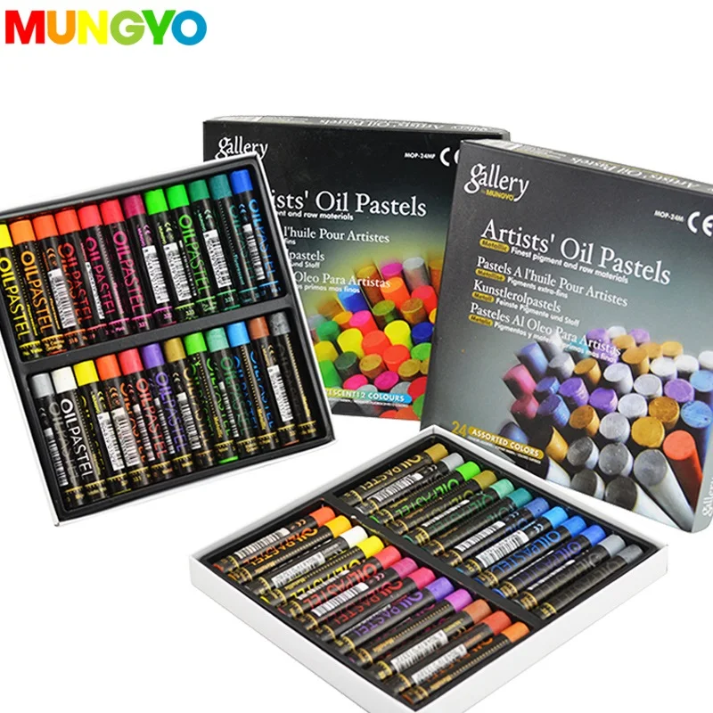 Mungyo 12/24 Colors Fluorescent Soft Oil Pastel Dry Metallic Crayons For  Drawing Color Art School Stationery Supplies