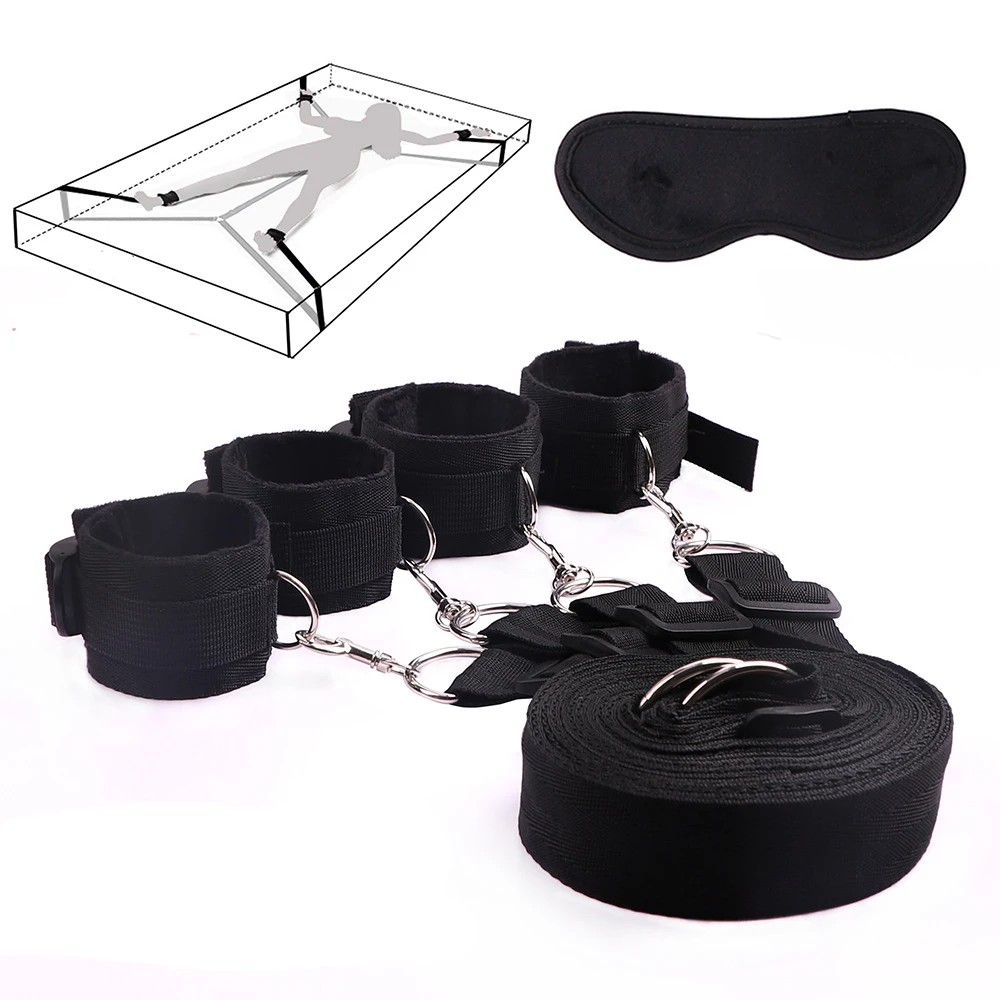 Купить Секс товары | Under Bed BDSM Bondage Set Handcuffs and Ankle Wrist  Cuffs Restraints with Eye Mask Slave Sex Belt Adult Game Sex Toys for Women