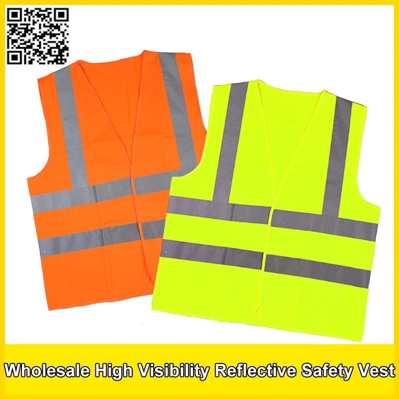 Wholesale Safety Vest Polyester Knitted Safety Vest Reflective Vest Construction Traffic Safety Clothing Free Shipping-animated-img