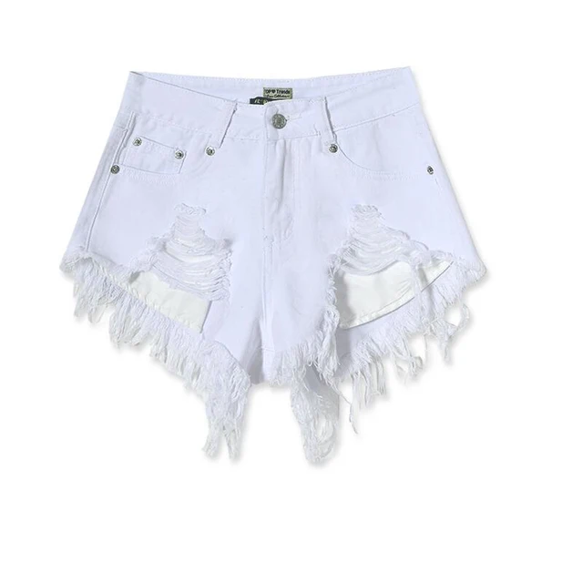 white ripped shorts womens