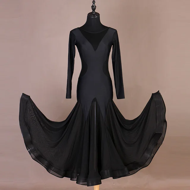 New Black Ballroom Dance Dresses Female 
