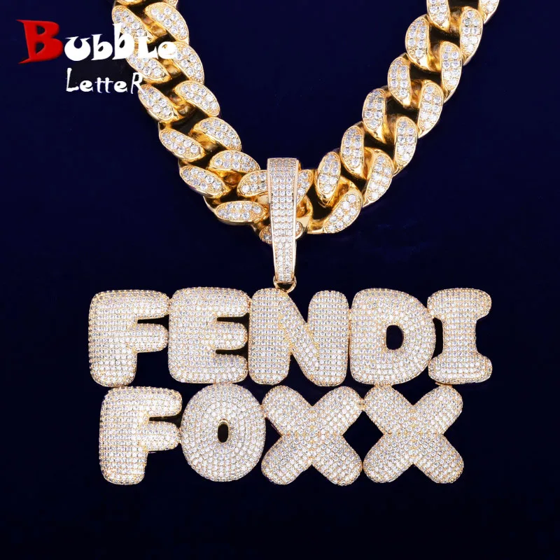 Bubble Letter Custom Name Pendant Men 