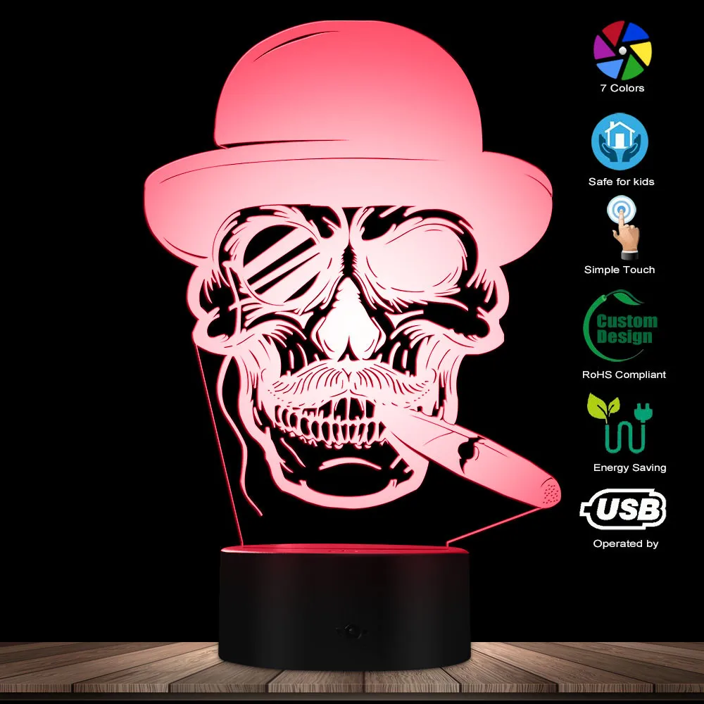 Skull In Hat With Cigar 