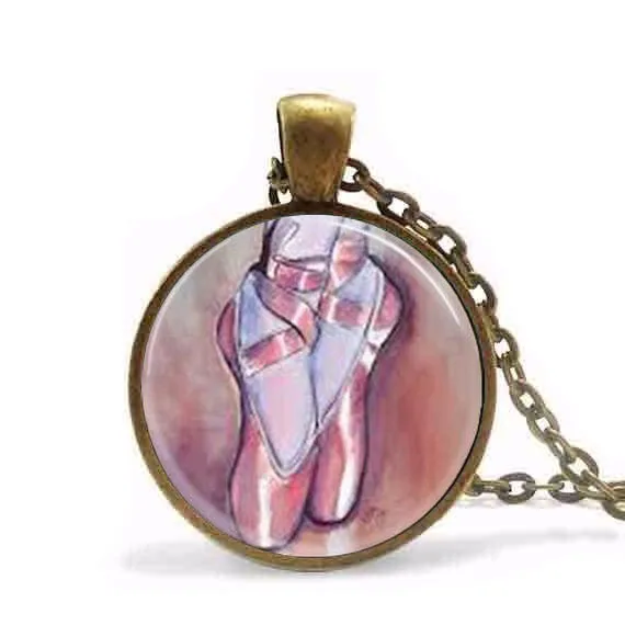 Ballerina Necklace Pink Ballet Slippers 