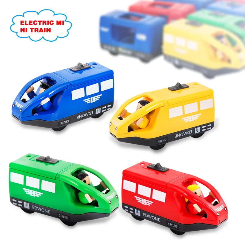 4 Colors Kids Electric Train Toys 10.5*4CM Magnetic Wooden Slot Diecast Electronic Vehicle Toy Birthday Gifts For Children Kids-animated-img