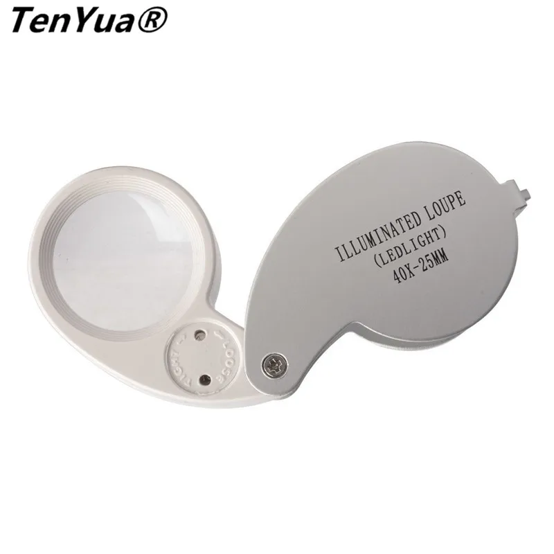 10X Folding Pocket Magnifier 2.56''Diameter Loupe with Keychain