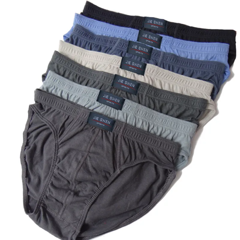 100% Cotton Briefs Mens Comfortable Underpants Man Underwear M/L/XL/2XL/3XL/4XL/5XL 5pcs/Lot Free & Drop Shipping-animated-img