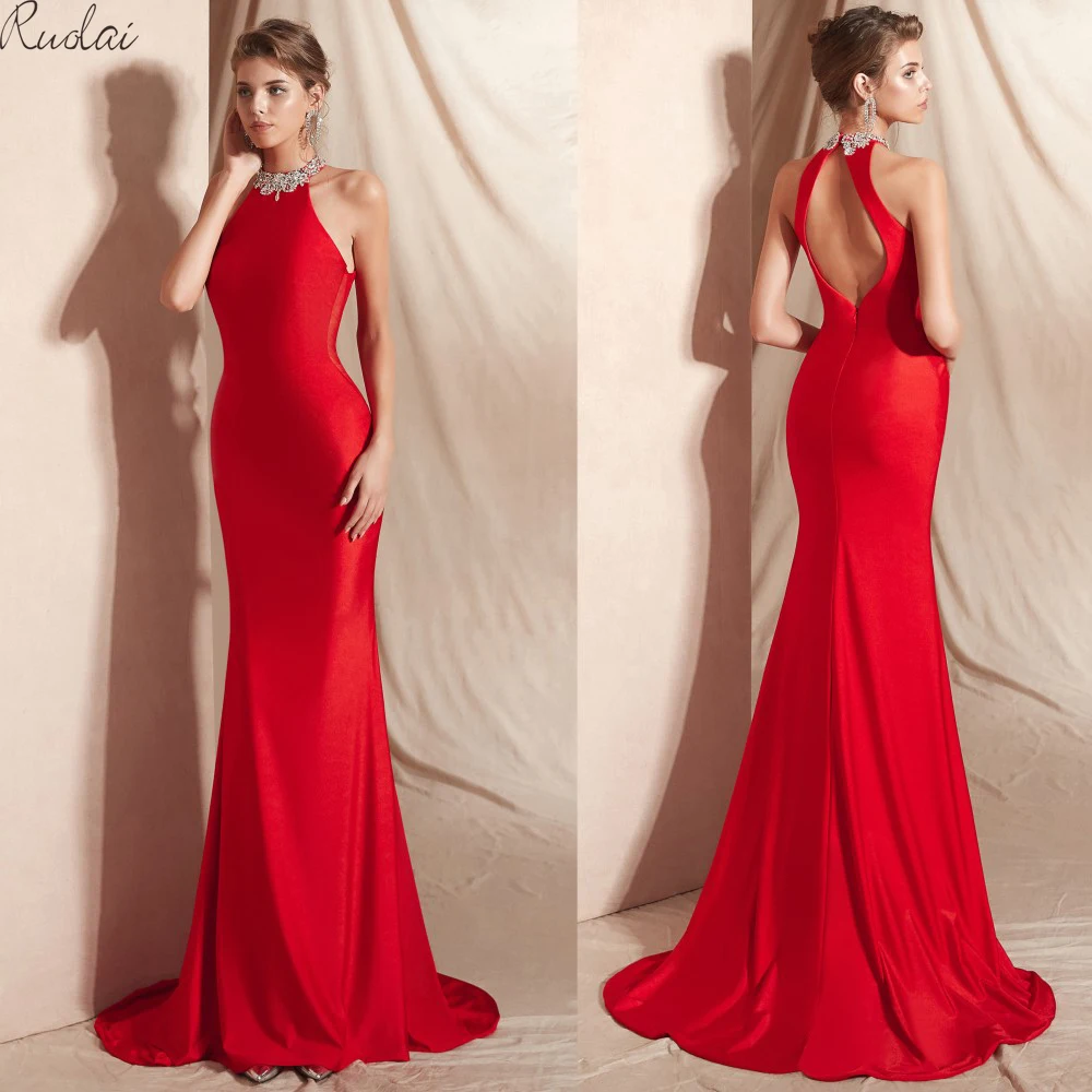 Sexy Backless Evening Dresses Long 