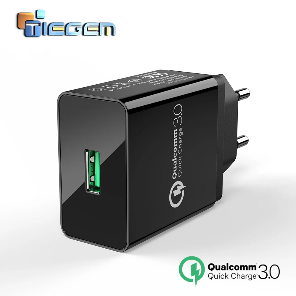 TIEGEM Quick Charge 3.0 USB Wall Charger Adapter 18W EU US Plug Universal Travel Mobile Phone Chargers for Samsung for iphone 7-animated-img
