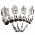 15 Pcs 6-50mm Diamond Coated Drill Bits set Chuck Hole Saw Cutter Tool for Glass Marble Ceramic preview-2
