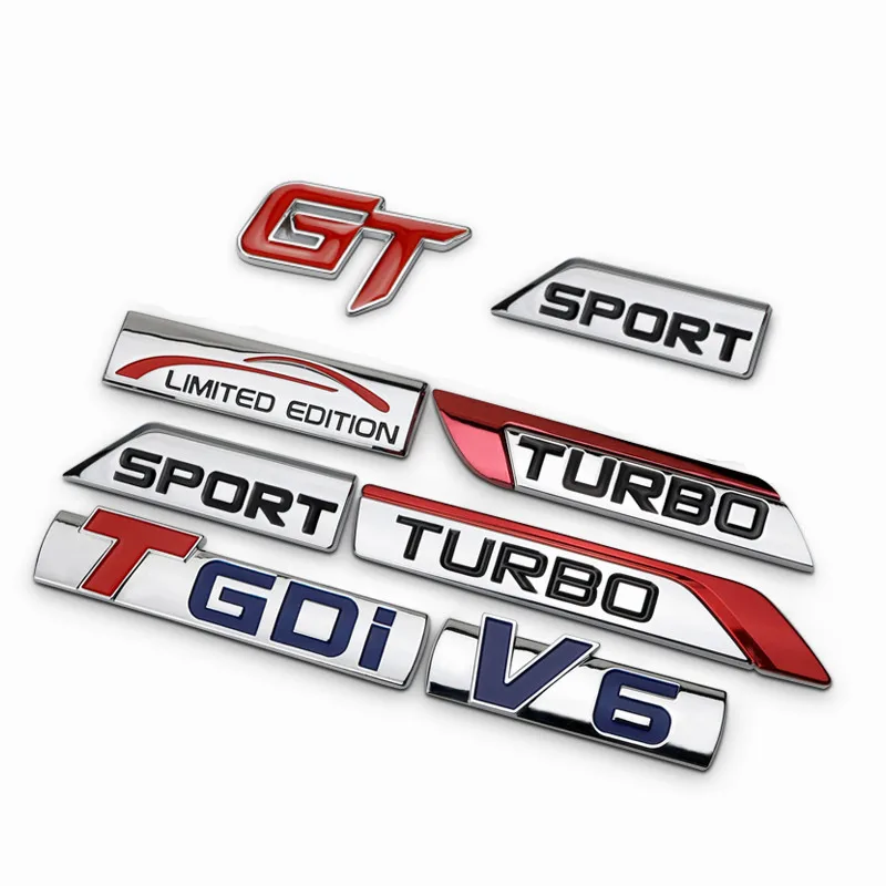 Chrome Metal TURBO TGDI V6 Car Emblems Decorations Metal GT Sport Limited Edition Car-styling for EMGRAND Maple ENGLON GLEAGLE-animated-img
