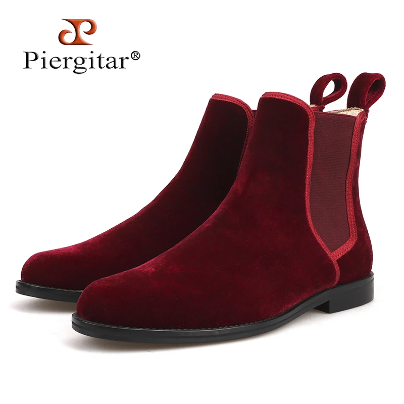 red velvet chelsea boots