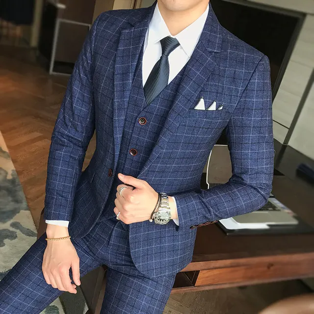 check suit for men wedding