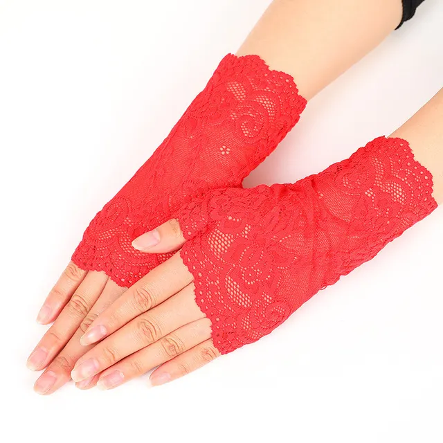 long red lace gloves