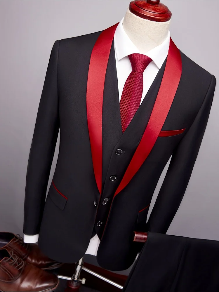 black and red suit for wedding