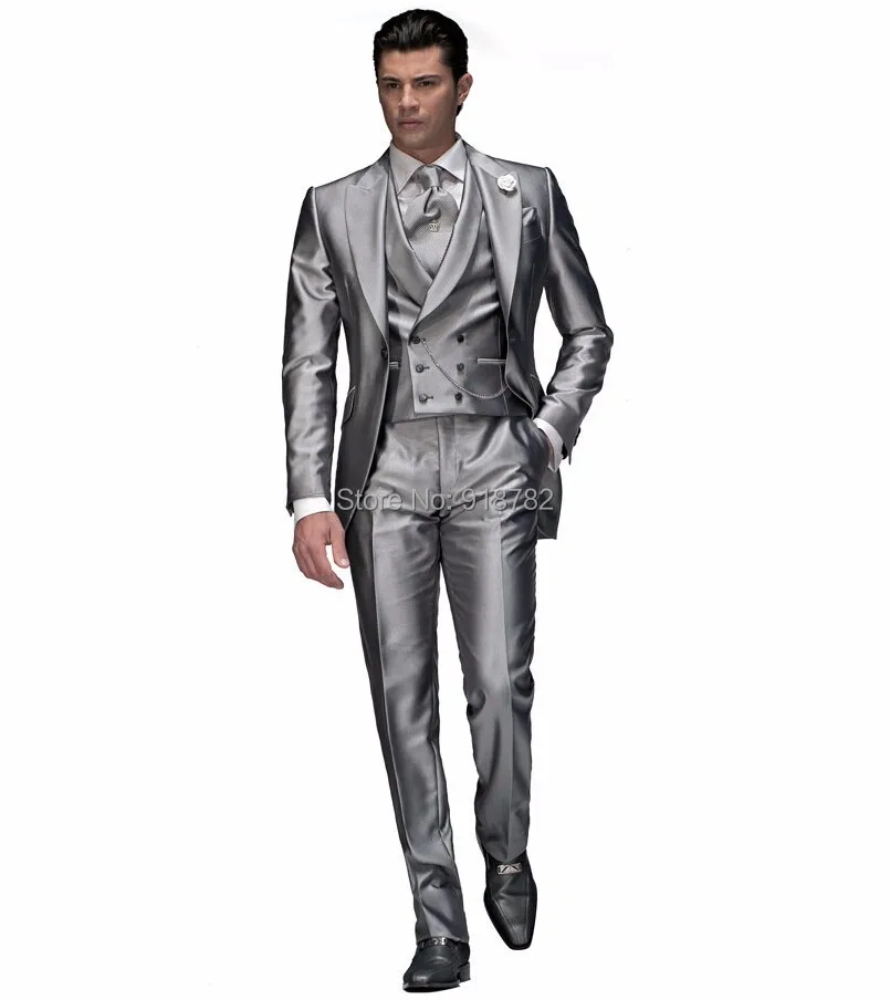 shiny silver tuxedo