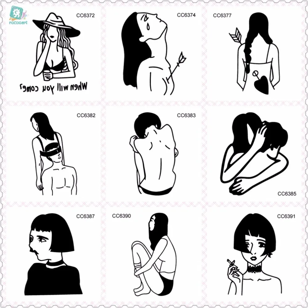 Rocooart Sexy Tattoos Lonely Girls Fake Tattoo For Body Art Taty Sexual  Women Tatuagem Female Temporary Tattoo Stickers Tatuajes