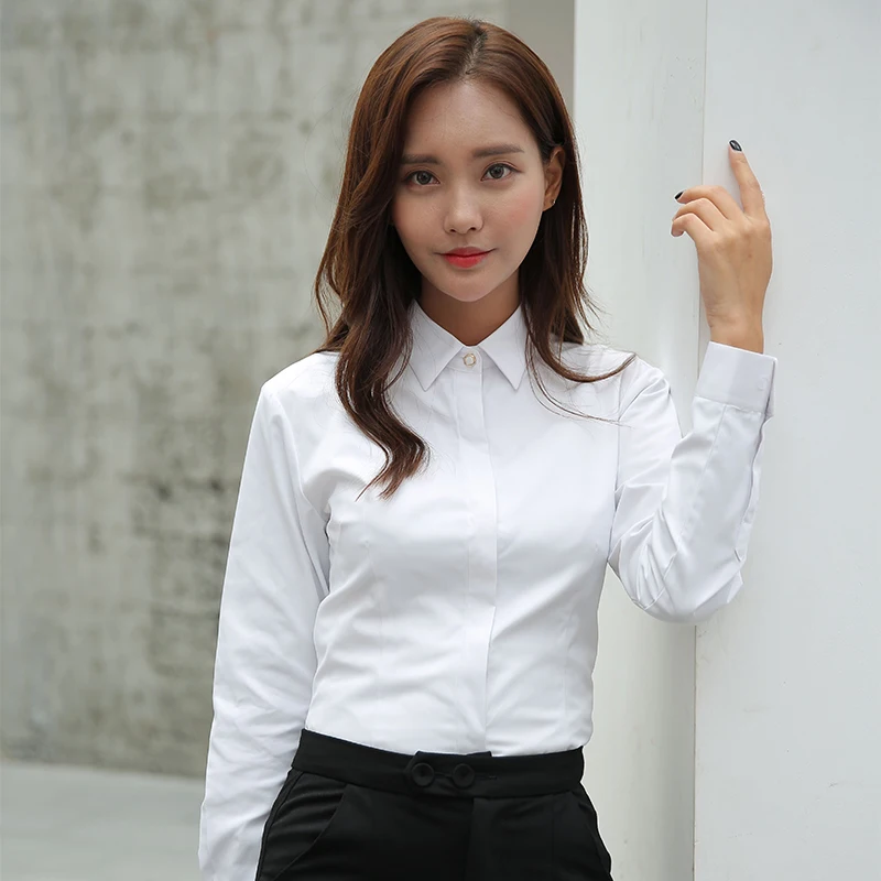 Women blouse long sleeve shirts solid 
