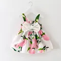 בגדי תינוקות עיצוב מותג ללא שרוולים דפוס שמלת פפיון 2016 קיץ בנות בגדי תינוקות מגניב כותנה Party שמלות נסיכה