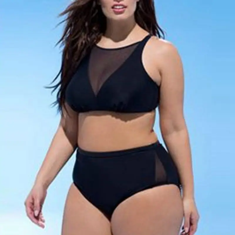 plus size bikini top black