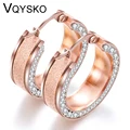 Gold Color Stainless steel Earring for Women Round White Crystal Cubic Zirconia Hoop Huggies Earrings for Women