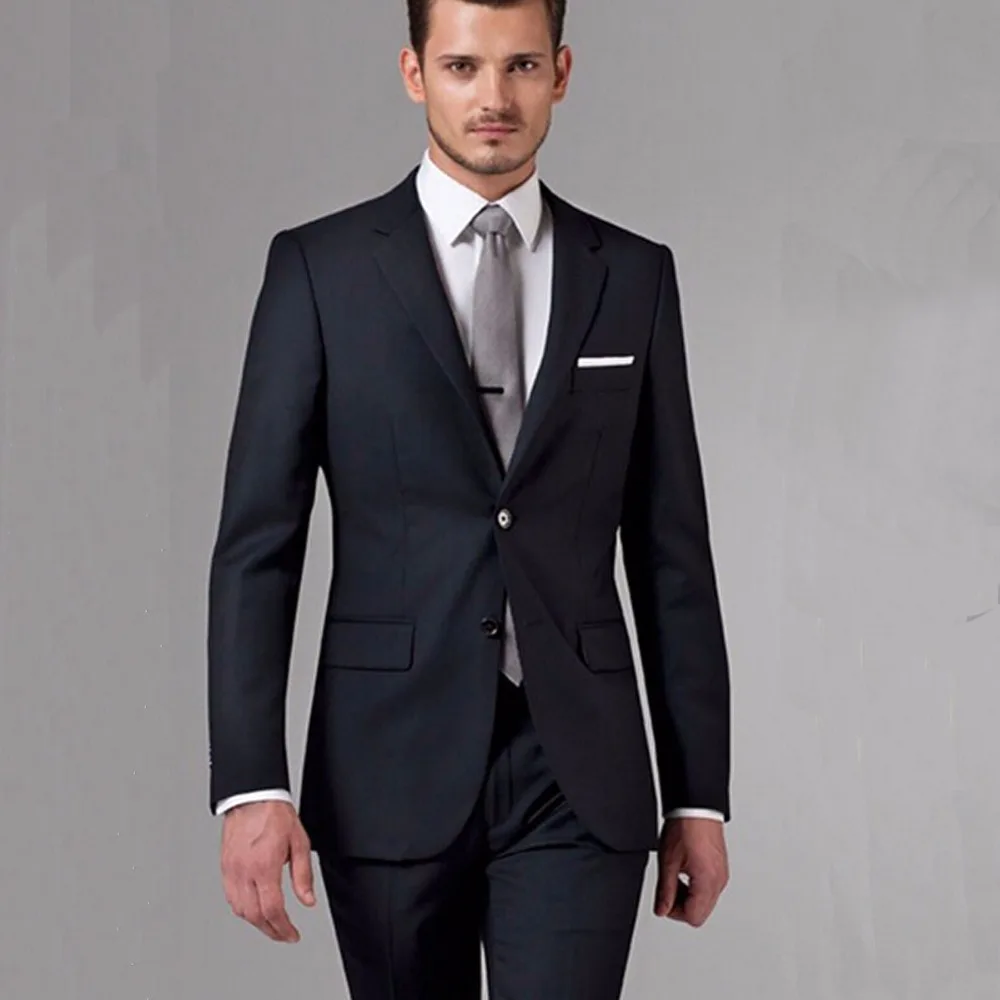 Black Business Men Suits Custom Made Suit Tailored Wedding Suits For Men Custom Tailor Made Suits Bespoke Groom Tuxedos For Men-animated-img