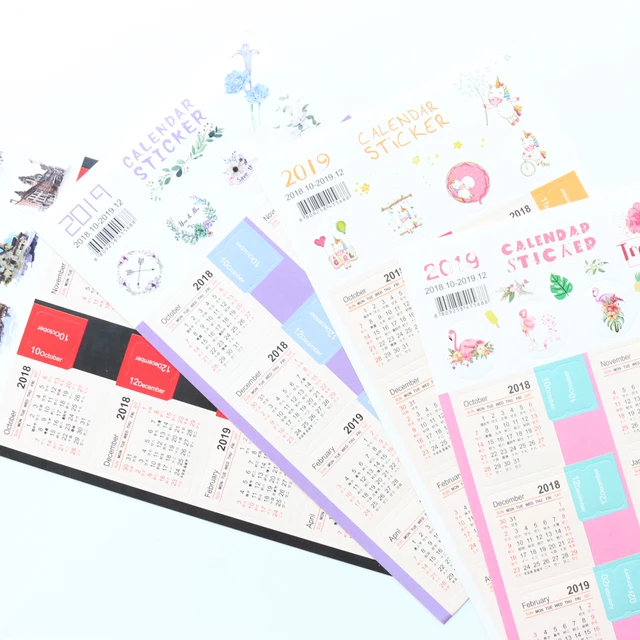 2 Sheets 2024-2025 Calendar Stickers Kawaii Monthly Calendar Stickers  Bookmark Notebook Agenda Planner Index Labels