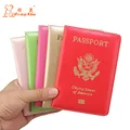 חמוד עור PU ארה"ב כיסוי דרכון ורוד נשים מחזיק דרכון מותג צבע בהיר ארנק אמריקאי מכסה לדרכונים