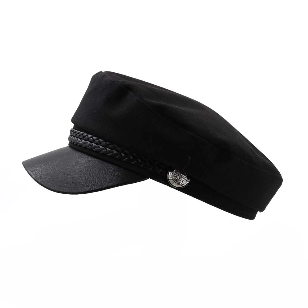 Spring Autumn Polyester Black Beret Hat 