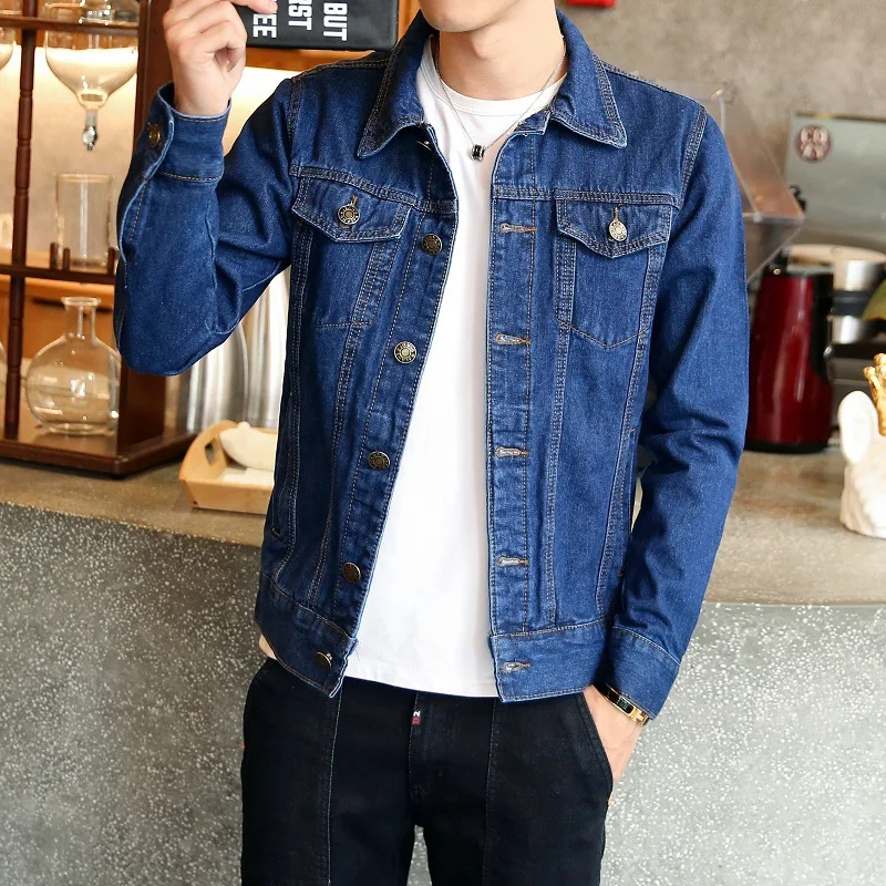Solid Casual Slim Mens Denim Jacket 
