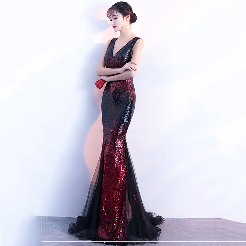 קנו שמלות | Luxury Red Gradient Sequin 