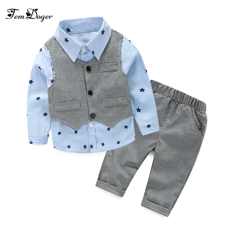 2016 baby Boys Wedding Clothes Kids Formal Suit Boy Shirt+Vest+Pants Outfits baby clothing set  Children Clothing Set-animated-img